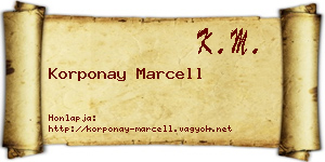 Korponay Marcell névjegykártya